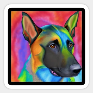 Belgian Malinois Dog Rainbow Painting Sticker